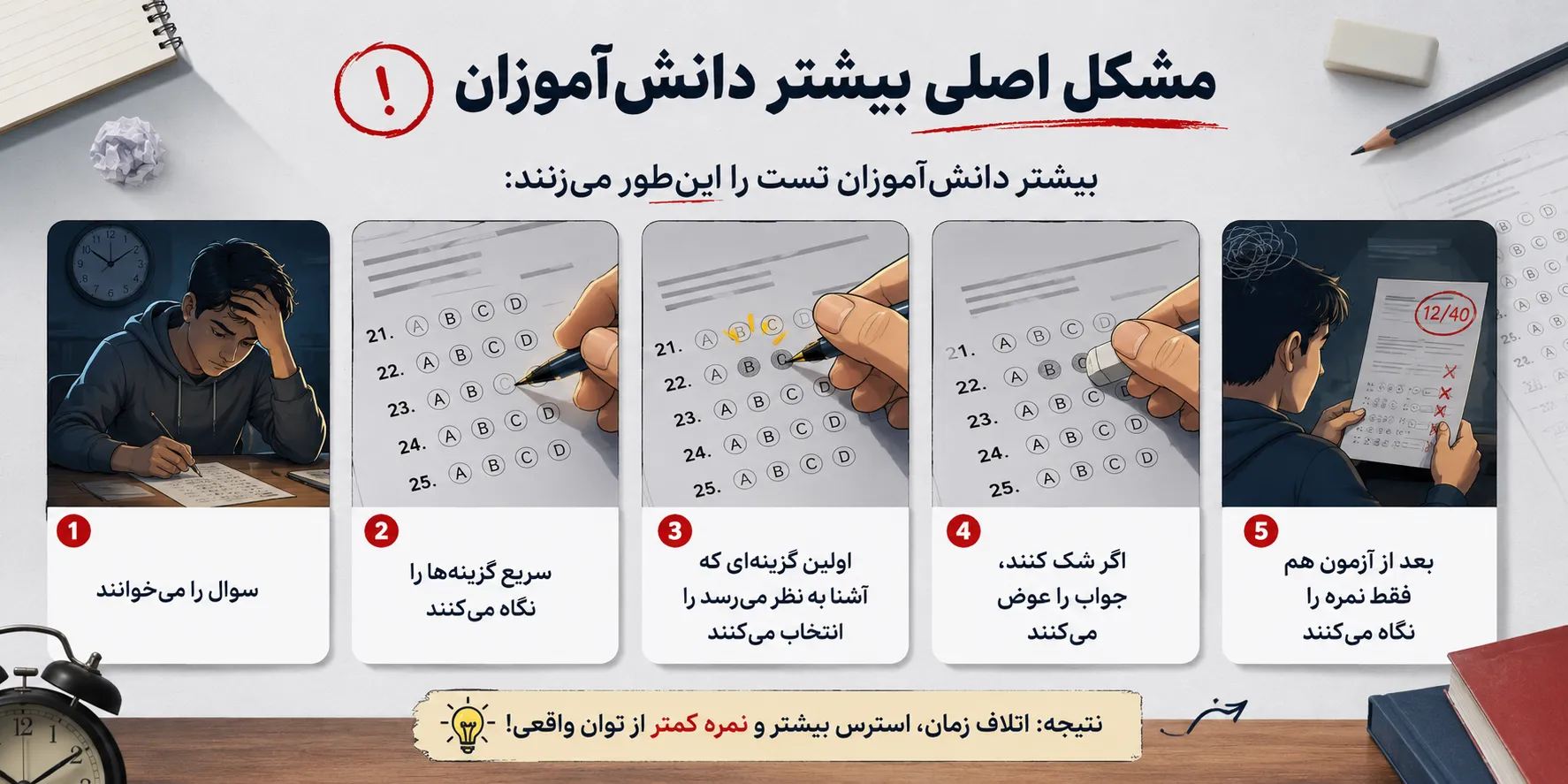 مشکل اصلی دانشآموزان در تست زنی